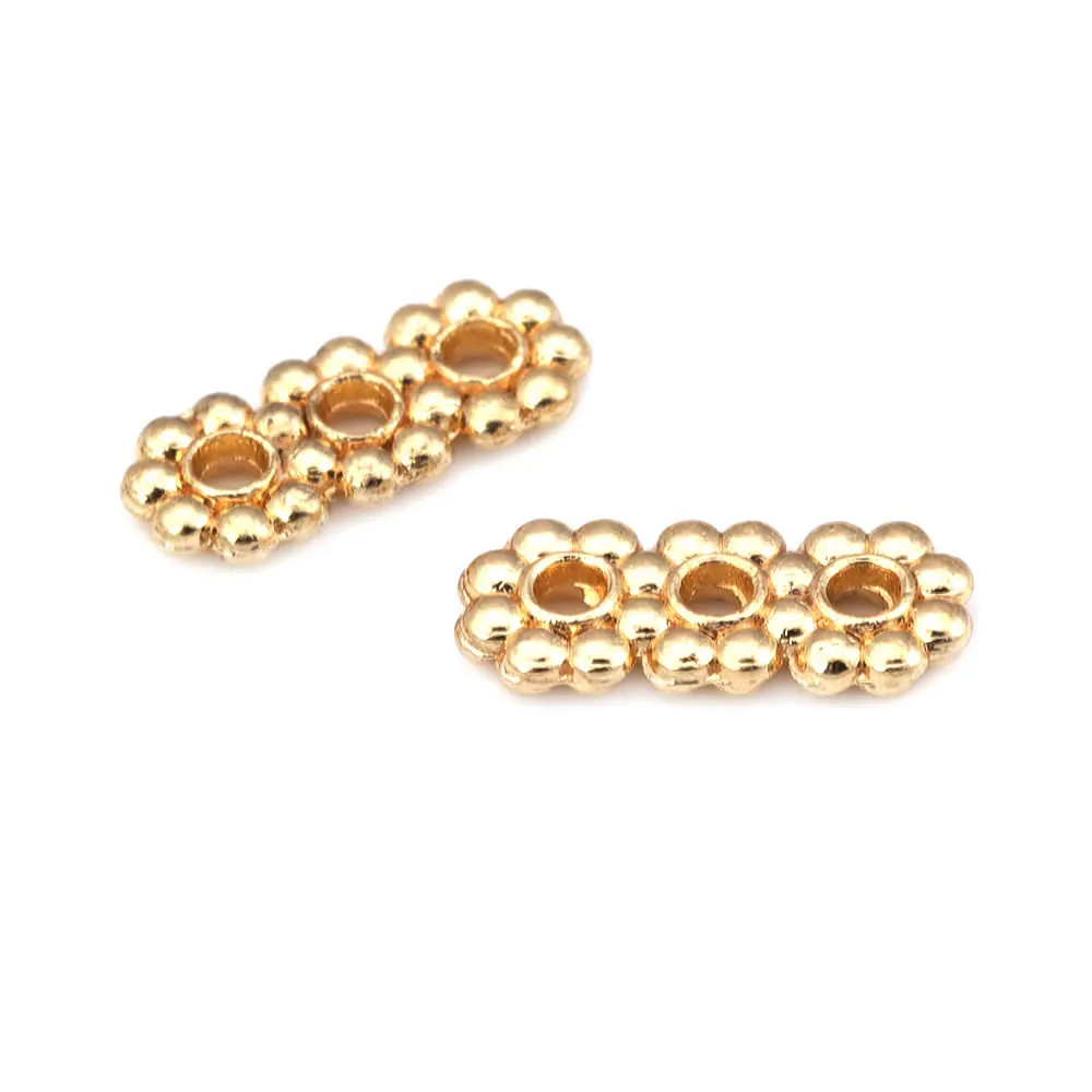 18K Gold Color Brass with Holes Rectangle Bracelets Spacer Beads Jewelry Necklaces Making Supplies Diy Findings Accessories