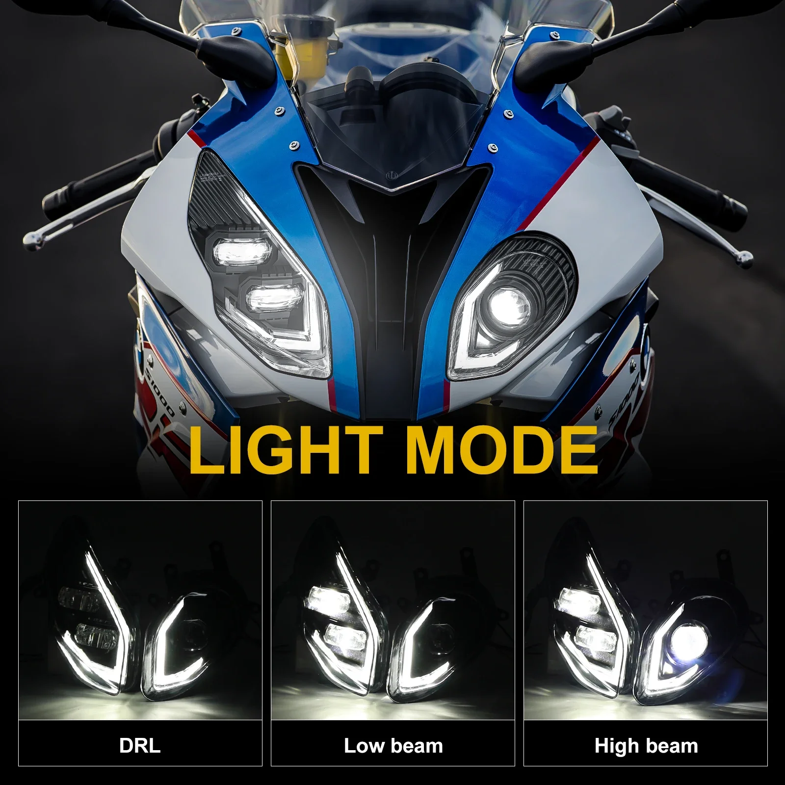 Emark Approved 120W Motorcycle Headlamp High Low Beam DRL Head Lamp for S1000RR S1000 2015-2018 Full LED Headlight Assembly
