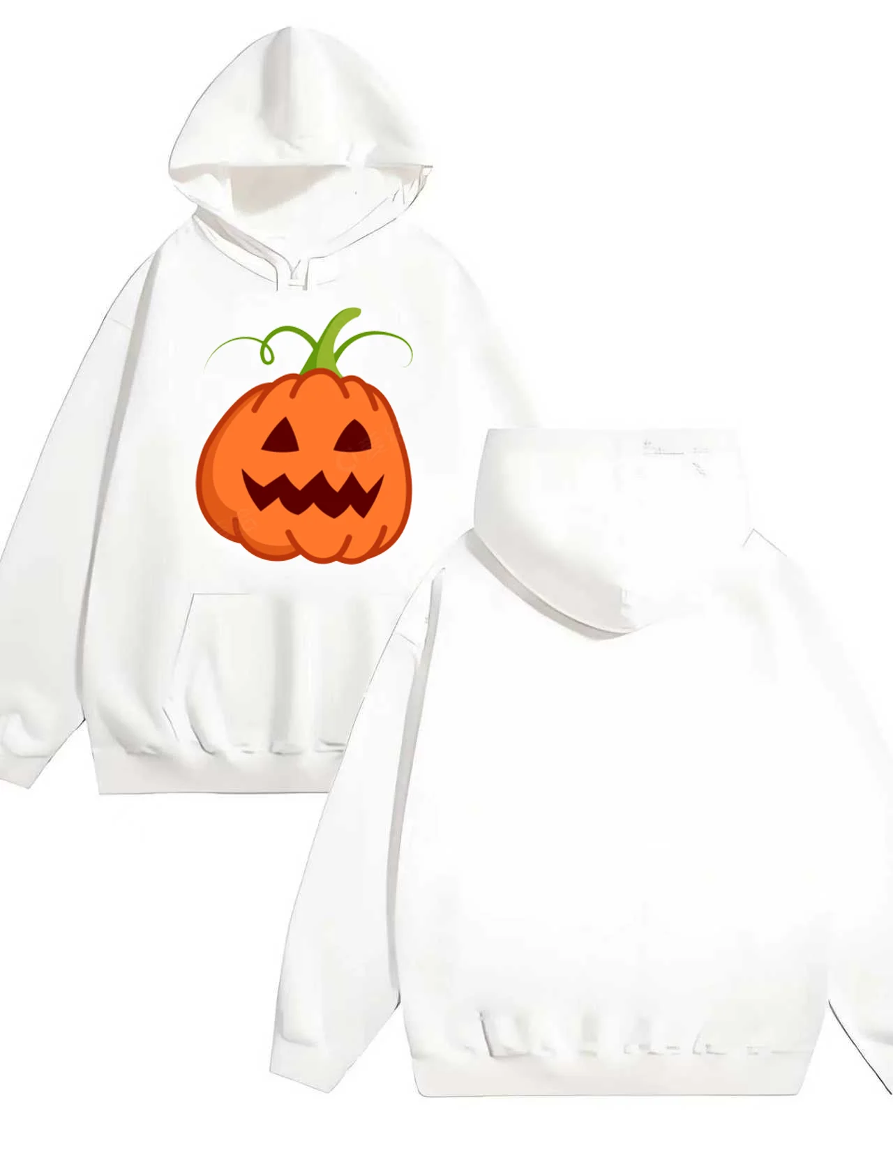 2025 New trendy men's and women's fashion loose Halloween pumpkin print 330G heavy duty hooded sweatshirt casual