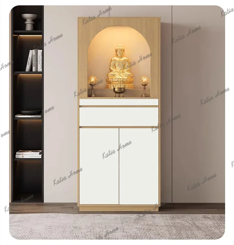 FG   Minimalist Buddhist Scene Small God of Wealth Shrine Cabinet Shrine Standing Cabinet Household Offering Shangxiang Ta