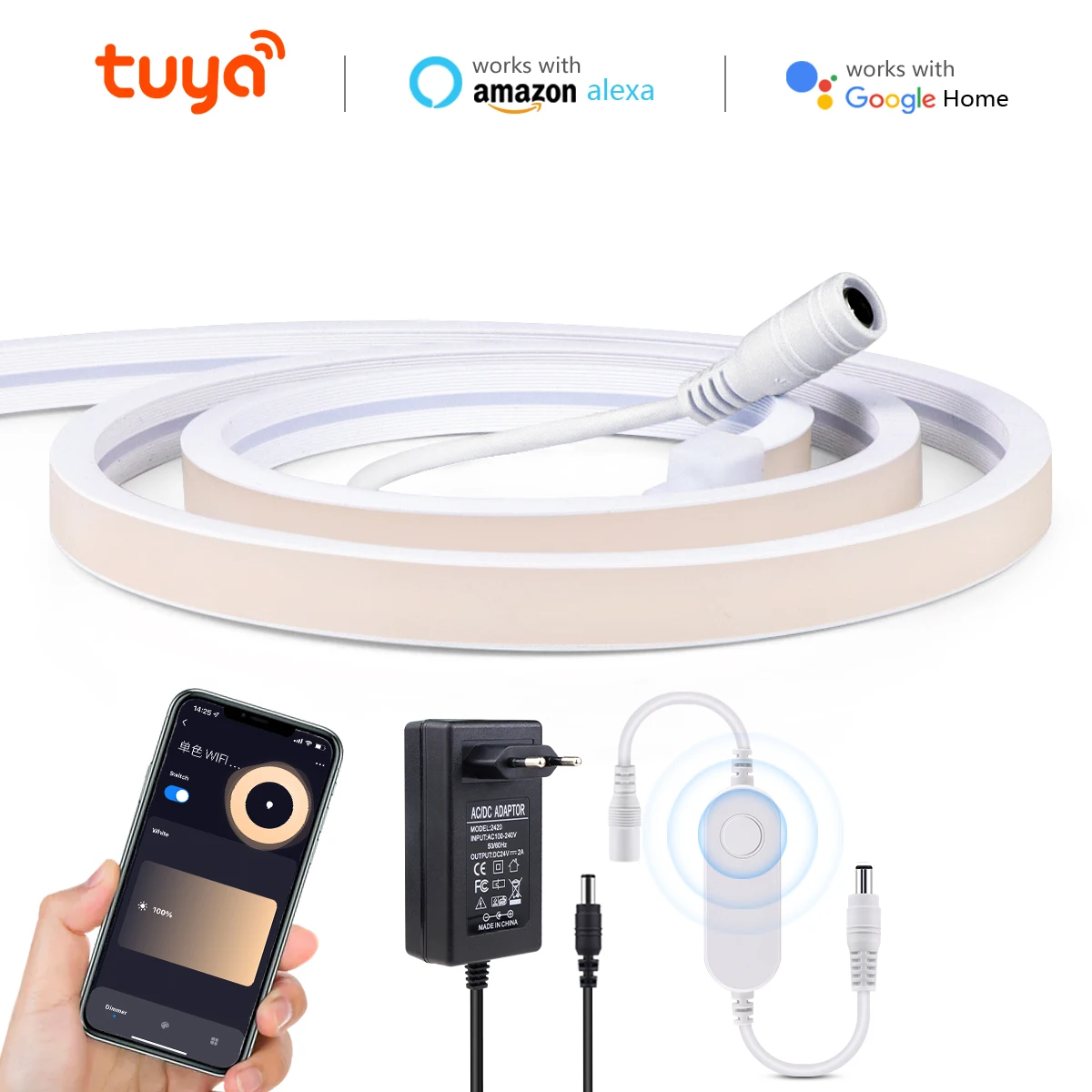 

Светодиодная водонепроницаемая лента Tuya Smart Life, LED лампа с поддержкой Wi-Fi, 24 В, с голосовым управлением, работает с Alexa Google Assistant Home