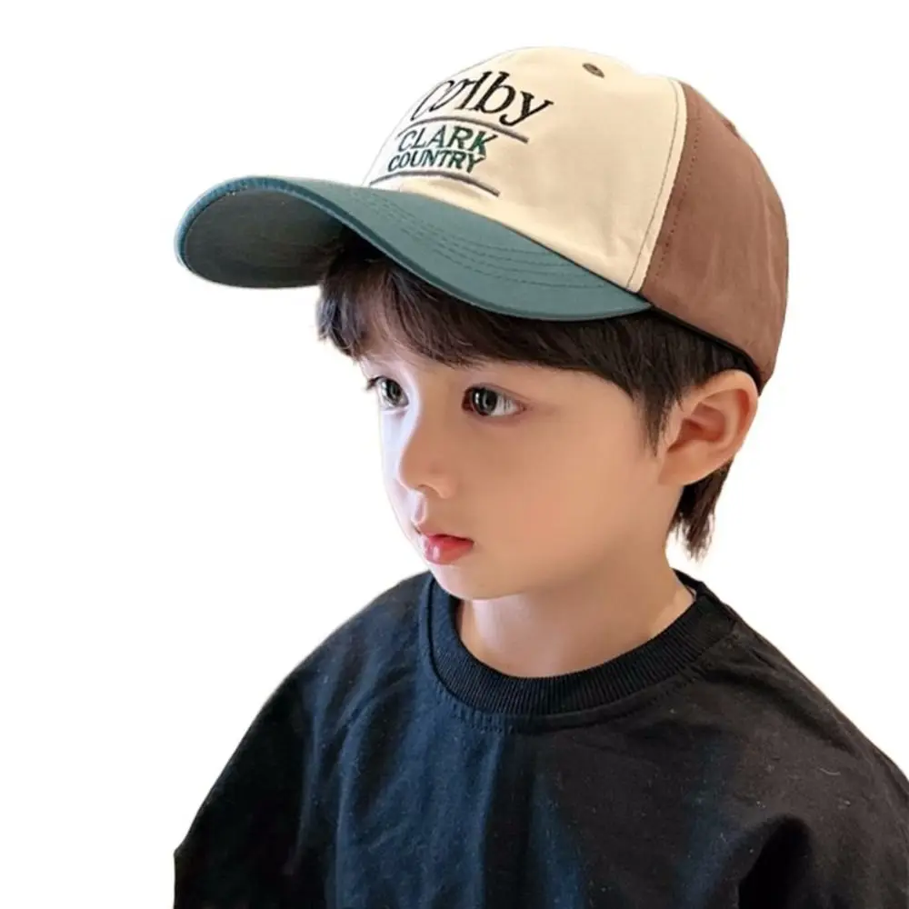 Summer Kids Baseball Hat Letter Embroidery  Peaked Cap for Boys Girls Solid Color Children Adjustable Sun Hats