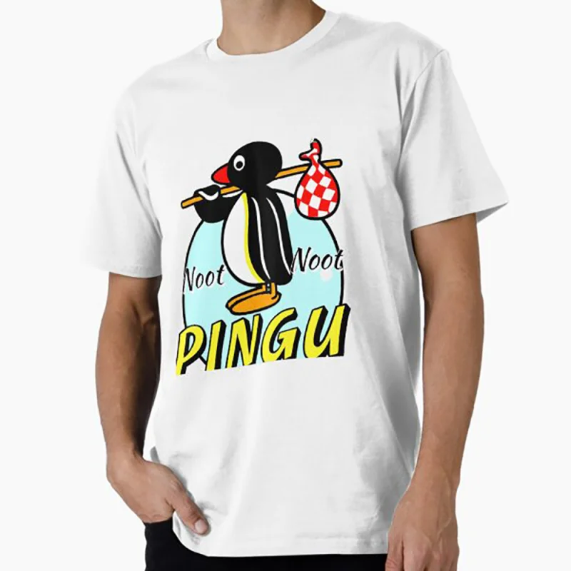 

0330 Noot Noot Pingu Meme Gift t shirt for men Funny cartoon Graphic Clothes 100% cotton printed Y2K clothing Large size tee