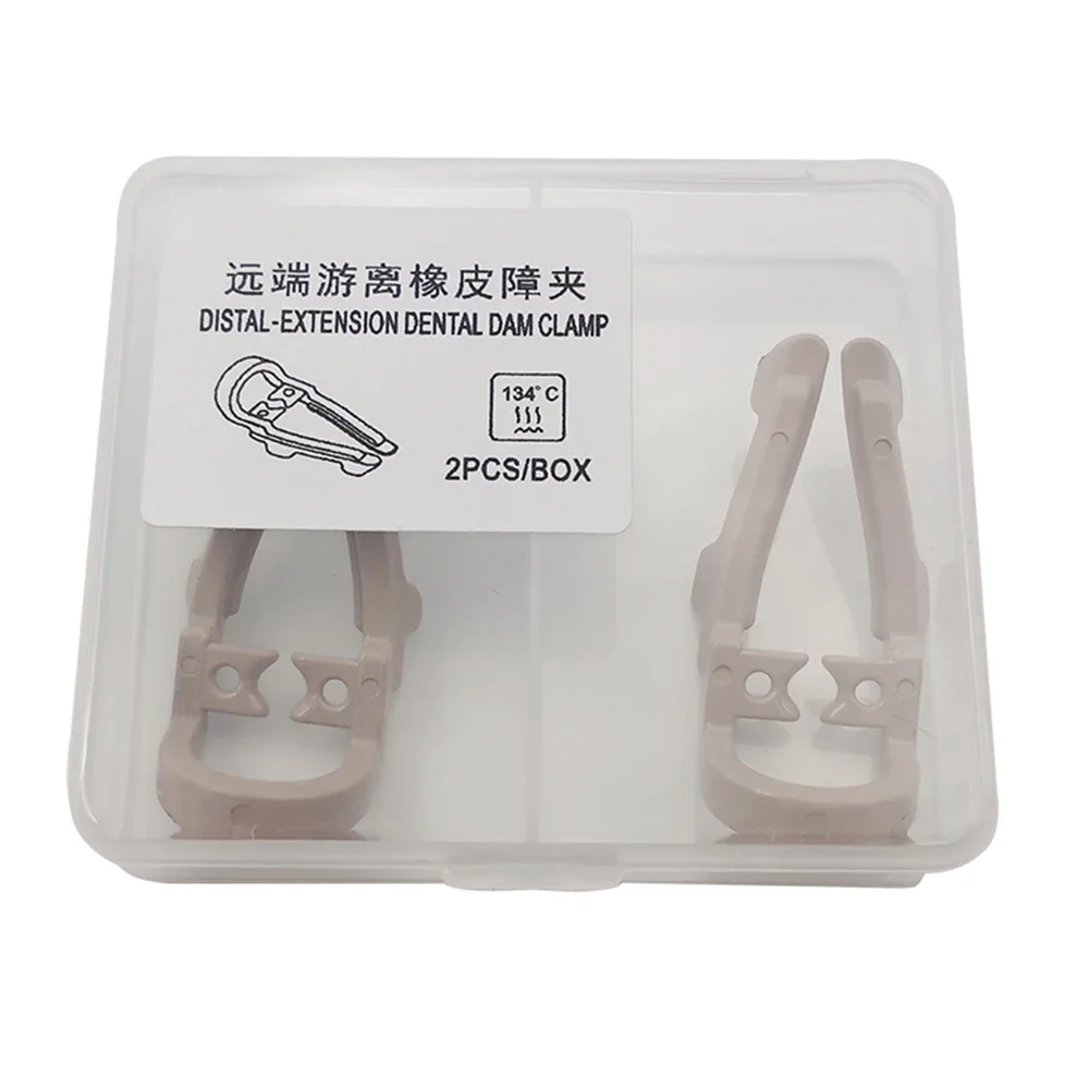 

Distal Extension Premolar Dental Dam Clamp with Long and Short Rubber Barrier Clips for Teeth Isolation in Restorative Dentistry