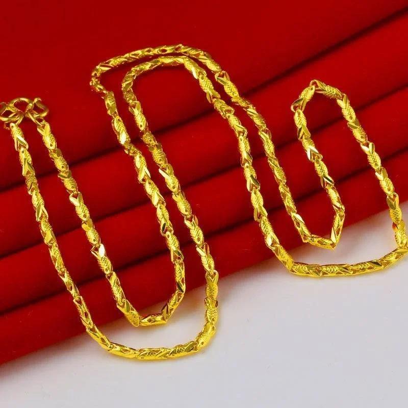 

Позолоченные настоящие 999 золота 18 карат косметические аксессуары 9999 маленькие 999 18-каратные рыбки для жены с типом женское ожерелье 24 К цепочка для подарков