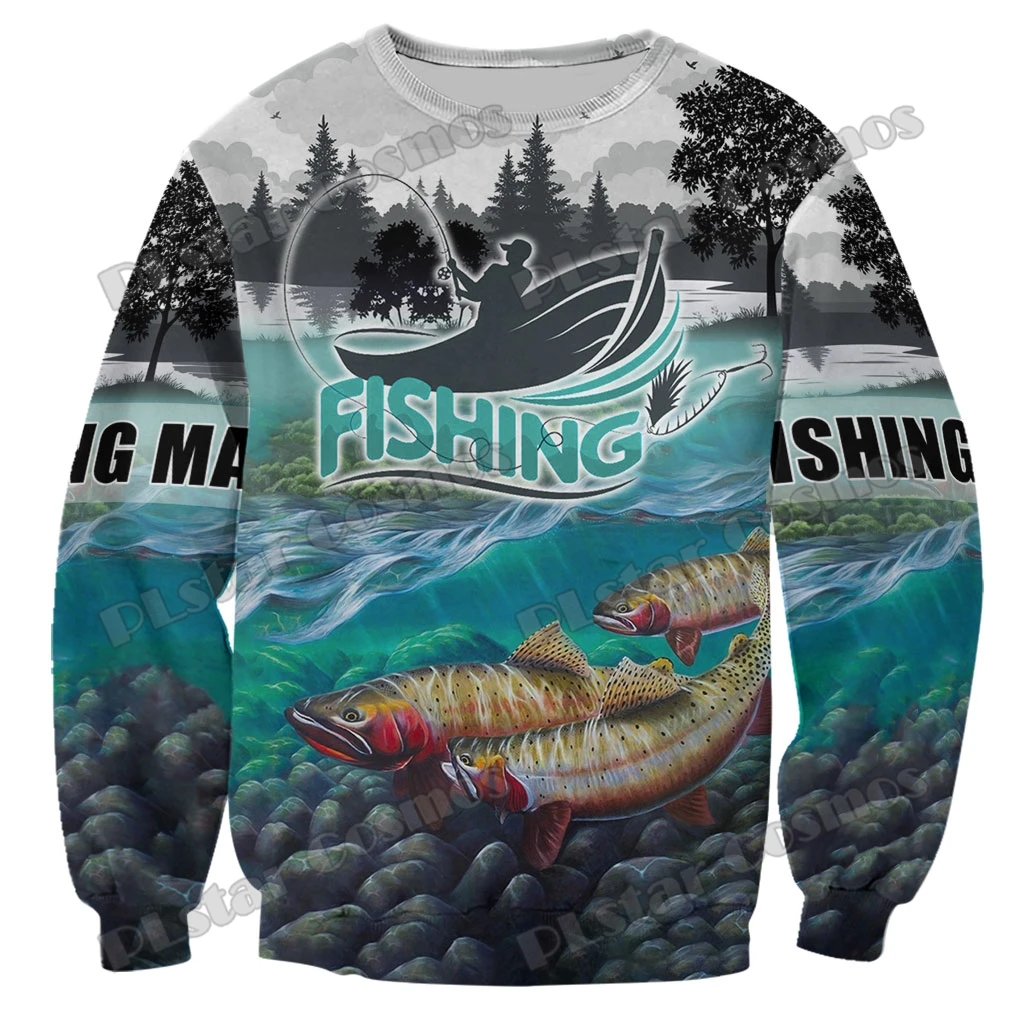 

Мужская толстовка с 3D-принтом Walleye/форель/сома/окуня/марлина, осенний Повседневный пуловер унисекс с длинным рукавом HW30