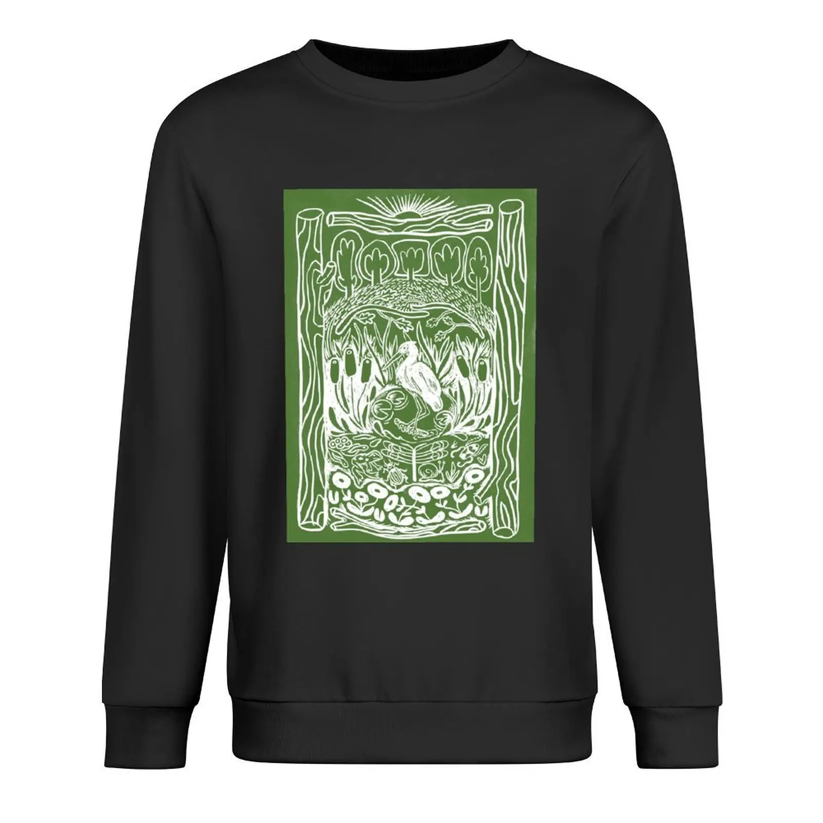 

Swamp Linocut Pullover blouse anime clothing korean style clothes men's coat graphic sweatshirts