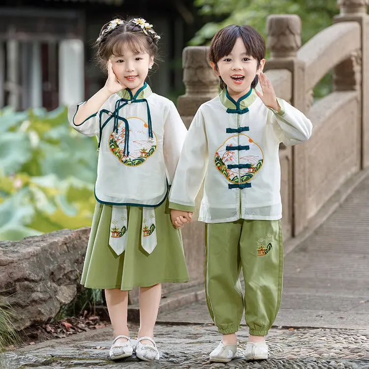 2024 New Children's Hanfu Performance Costume Boys and Girls Chinese Style Ancient Costume Tangzhuang Brother and Sister Set