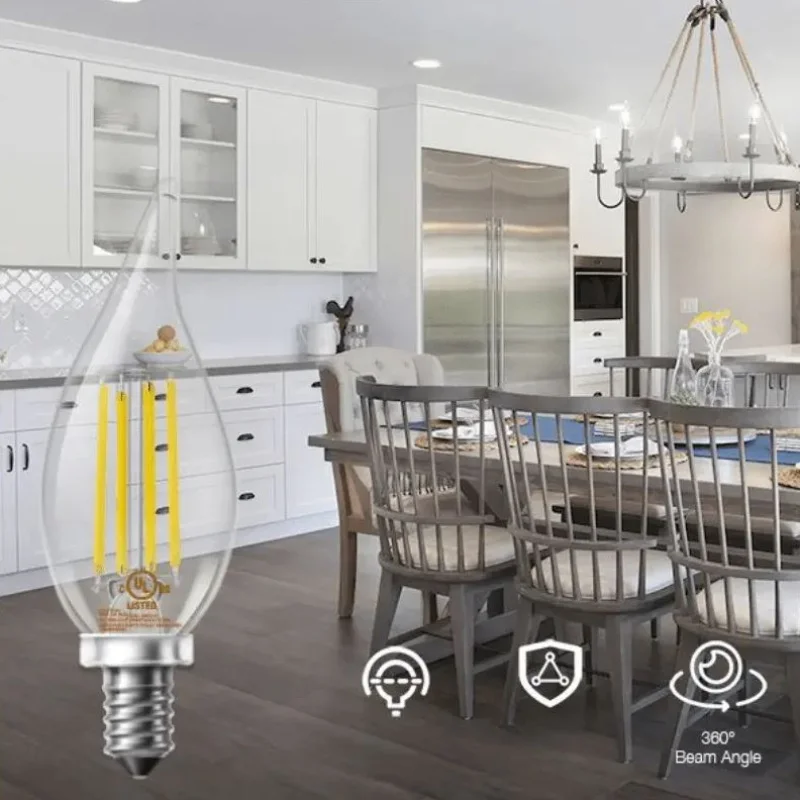 

20pack, CA11 LED Interior lighting bulb, E12 Base chandelier replacement bulb, 60W equivalent, 550 lumens, 5.5W, 50000k white li
