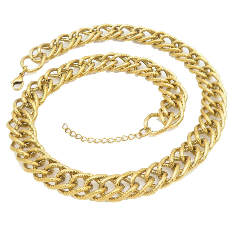 Kalen 16mm Wide Twisted Cable Chain Necklace for Men Stainless Steel Women's Larger Choker Adjustable Biker Party Jewelry Gifts