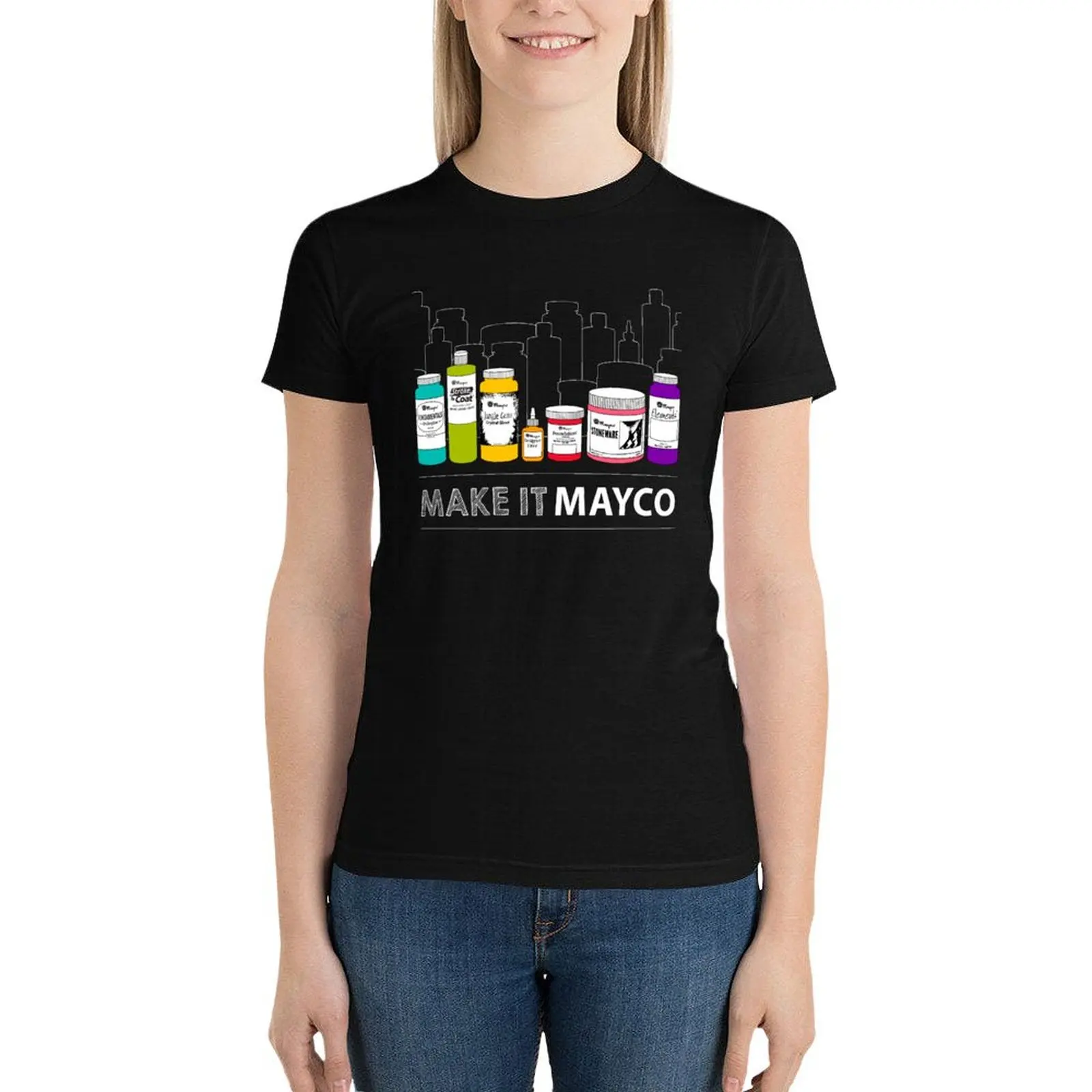 

Make it Mayco Bottle Cityscape T-Shirt plus size tops shirts graphic tees oversized fashion woman blouse 2024