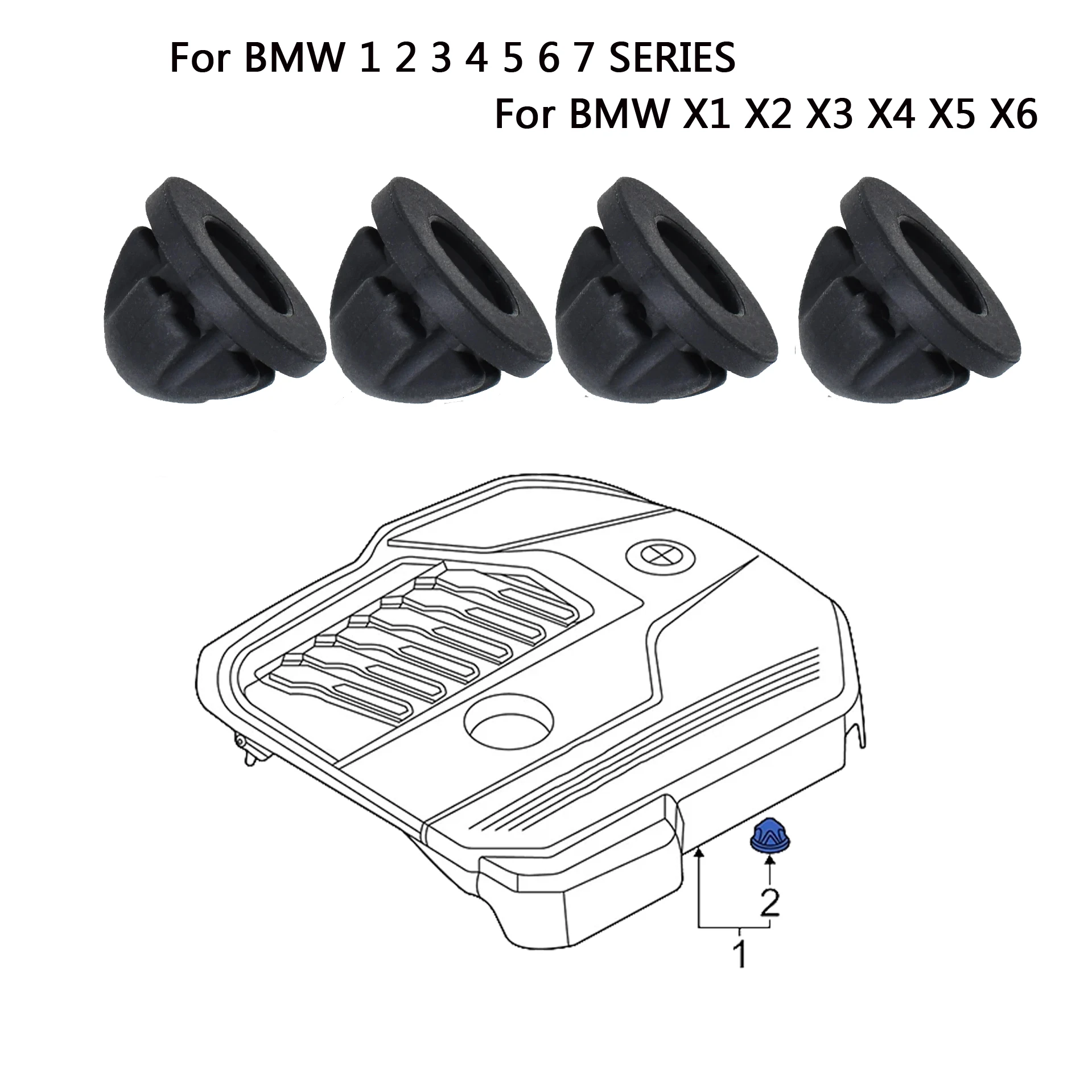 ยางรองฝาครอบด้านบนของเครื่องยนต์ฝาปิดเครื่องยนต์, สำหรับ BMW 1/2/3/4/5/6/7 X1 X2 X3 X4 X5 X6 11127614138ขนาดเล็ก