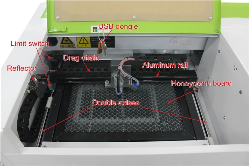 Mini 3040 CO2 Laser Cutting Machine 40W 300x400mm Engraving Cutter USB Port with LCD Control Panel Honeycomb Board Rotary Axis