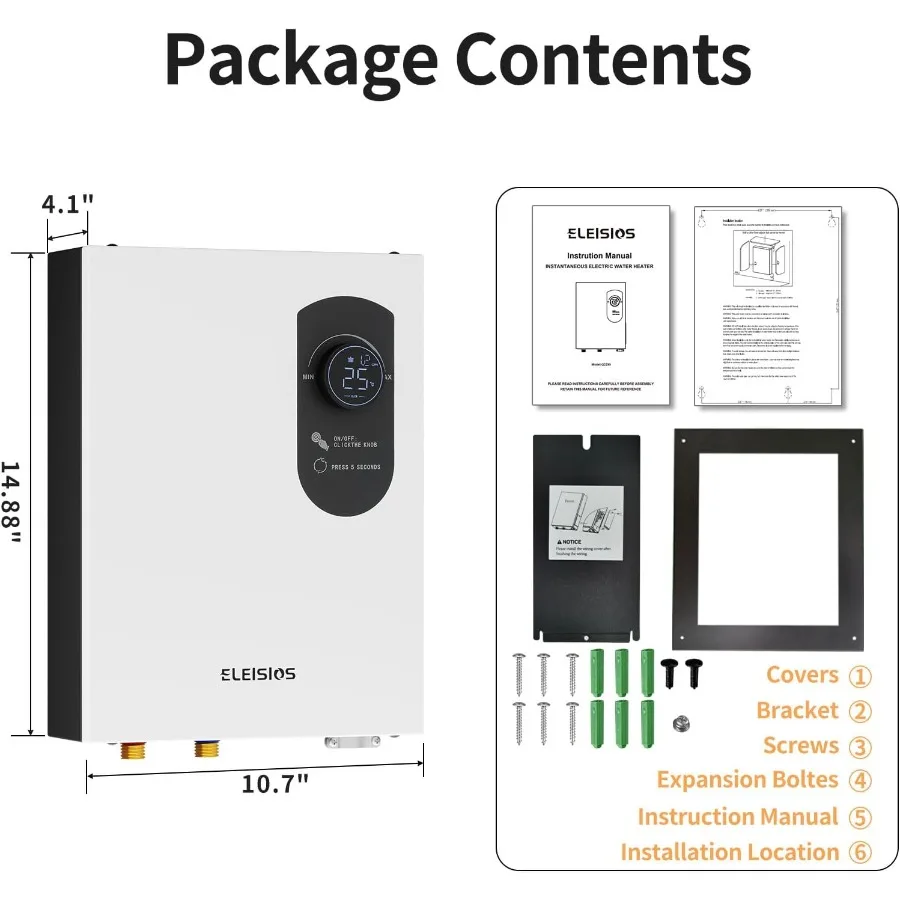 Electric Tankless Water Heater 240V 9kW Self-Modulating Instant Water Heater with Digital Display for Sink and Faucet Applicati