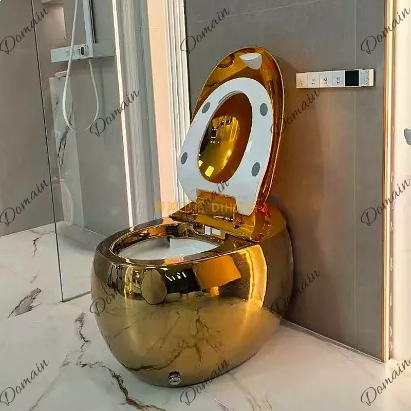 80 N Golden Smart Toilet Electric Automatic One-Piece Round Egg-Shaped Gold-Plated Colorful Toilet