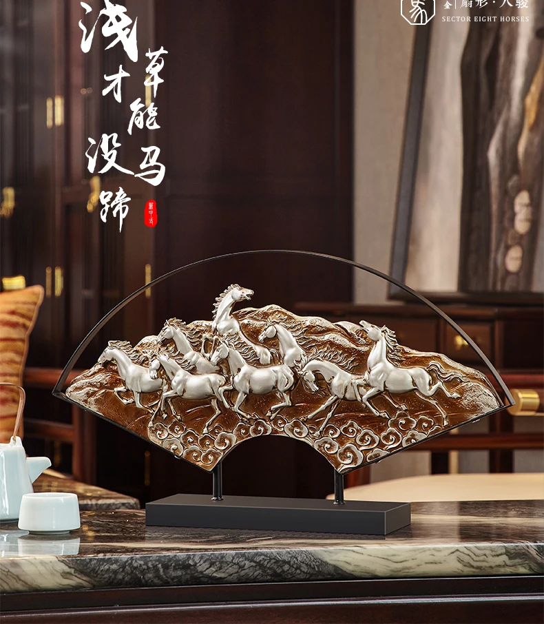 2021 Home store Company SHOP Retro decorative art business bring wealth money GOOD LUCK Success 8 horses FENG SHUI ornament