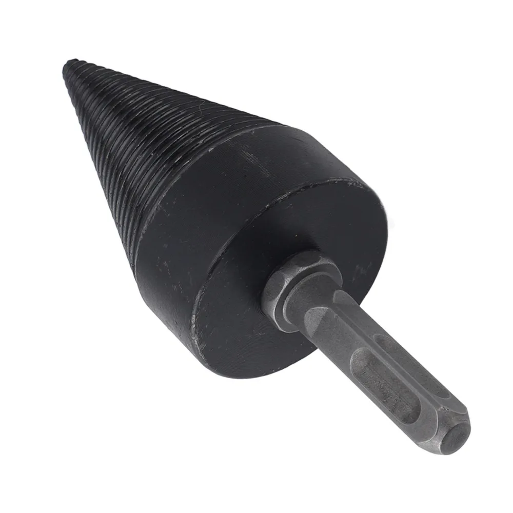 Black Firewood Log Splitter Detachable Drill Bit High Carbon Steel Log Splitting Cone Bit Round Square Hex Shank