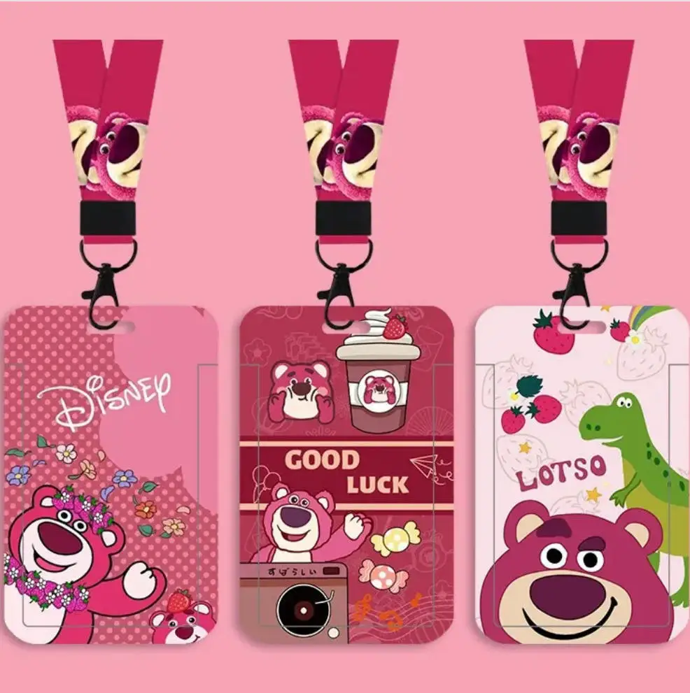 

New Lotso Cartoon Lanyard Card Holder Keychain Student Hanging Neck Phone Lanyard Badge Subway Access Card Holders Accessories