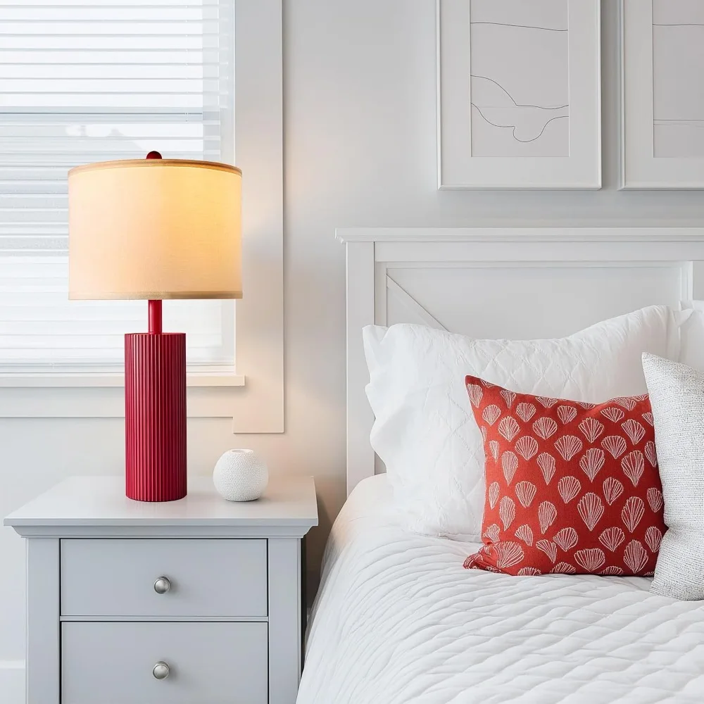 Red Touch Lamps Set of 2 with USB C+A Ports, 3-Way Dimmable, 2 LED Bulbs Included, Modern Table Lights for Living Room, Bedroom, Nightstand view 6