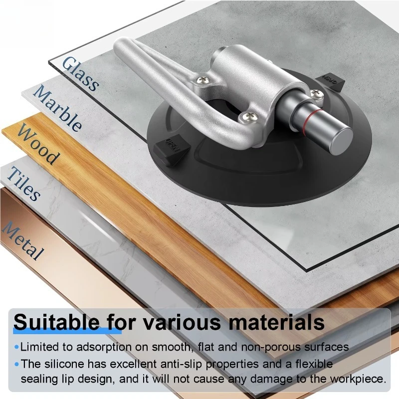 2pcs 6 Inch Industrial Grade Suction Cups Aluminum Alloy Silicone Hard Case Heavy Duty 70-90KG Load Capacity for Glass Tile