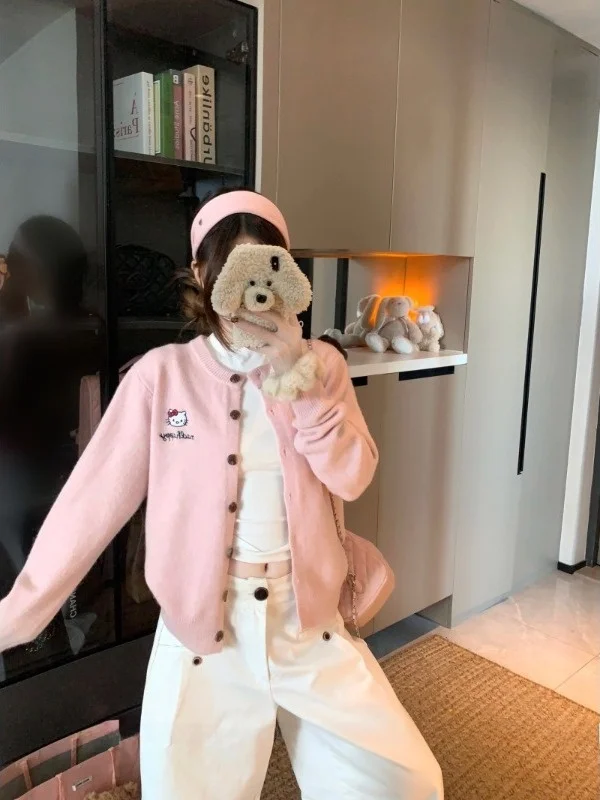 

Очаровательный мягкий длинный открытый кардиган с вышивкой све, женский свитер, осень 202, новая универсальная повседневная вязаная верхняя одежда в стиле ретро