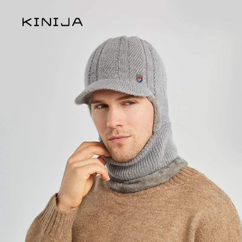 Man Wool Balaclava Knitted Hat Ski Hat Sets Windproof Winter Outdoor Knit Warm Thick One Piece Hat Skullies Beanies Cap Bonnets