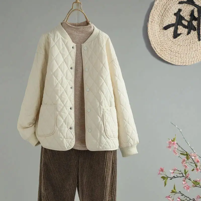 

Women's Coat winter autumn Jacket Outerwear Warm Fleece Lined Short Loose Fashion Solid Lightweight Quilted Cotton Coat