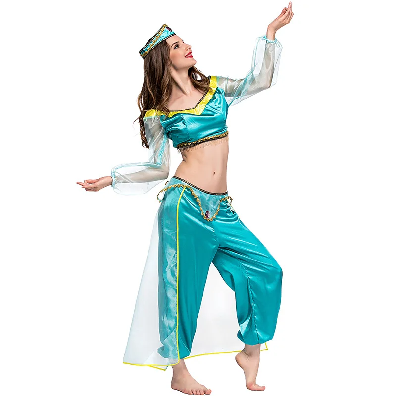 Aladdin loween Role-plang Costume Jasmine Princ Cosplay Danza araba Ragazza Abiti da spettacolo di danza del ventre Faion da donna