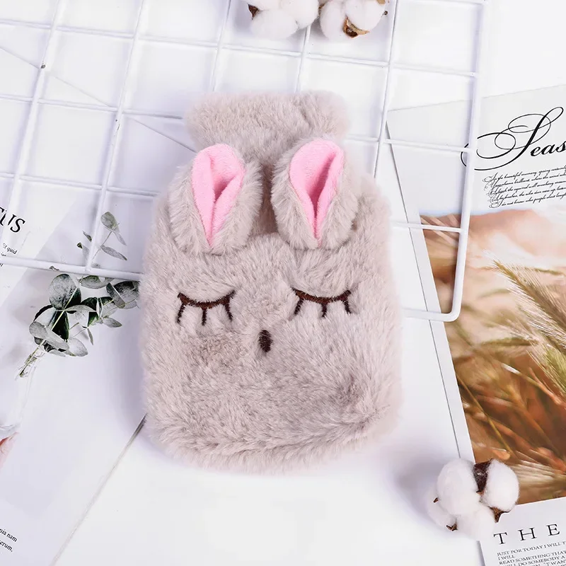 Cozy Reusable Winter Warm Heat Hand Warmer PVC Stress Pain Relief Therapy Hot Water Bottle Bag Soft Rabbit Hand Warming Bag