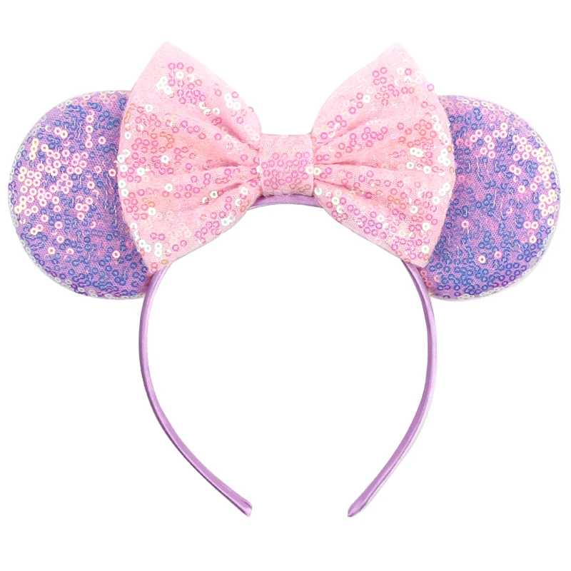 Classical Mouse Ears Headband For Women Girls Festival Party Princess Hairband Kids Sequin Bow Female Cute New Hair Accessories