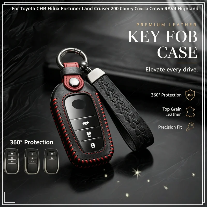 

High Quality Car Key Cover For Toyota CHR Hilux Fortuner Land Cruiser 200 Camry Corolla Crown RAV4 Highlander