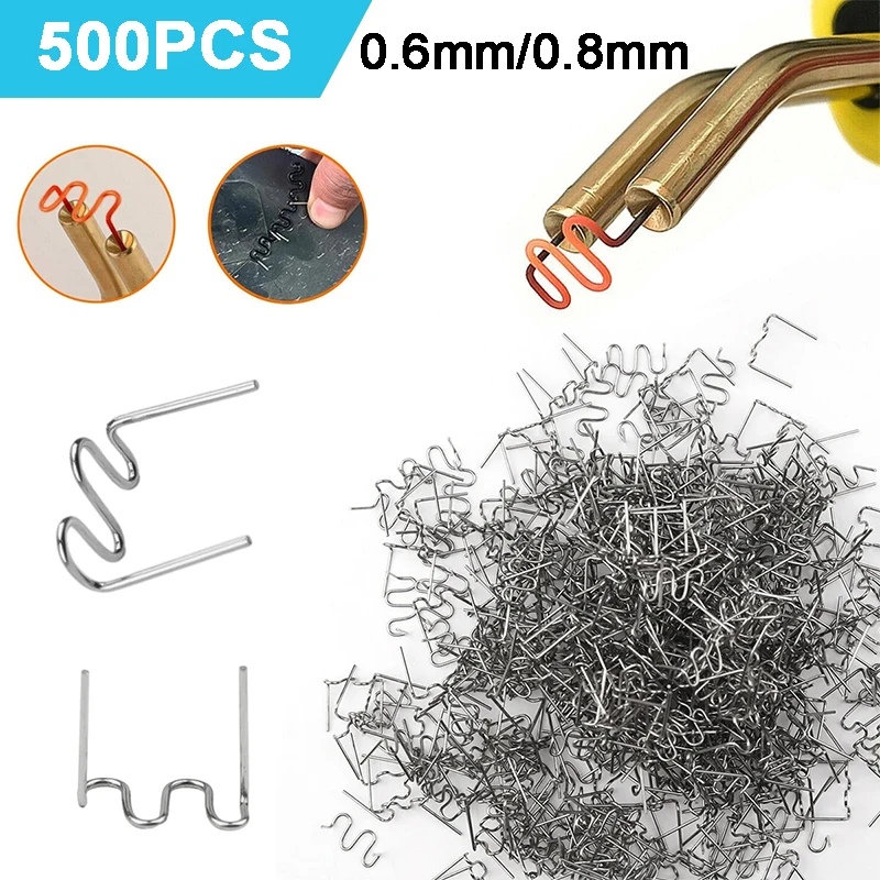 

500PCS Plastic Welding Repair Nail 0.6mm/0.8mm Flat Staples Hot Stapler Staples Car Bumper Plastic Welder Repair Accessories