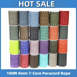 100M 550 Military 7-Core Paracord Rope 4mm Outdoor Polyester Parachute Cord Camping Survival Umbrella Tent Bundle