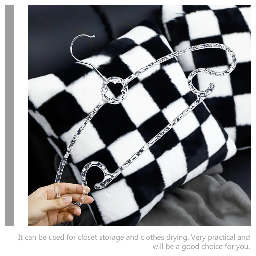 

5Pcs Acrylic Hangers Nonslip Traceless Clothes Storage Rack Wide Shoulder Design Anti-Skid Multi-Function Wardrobe