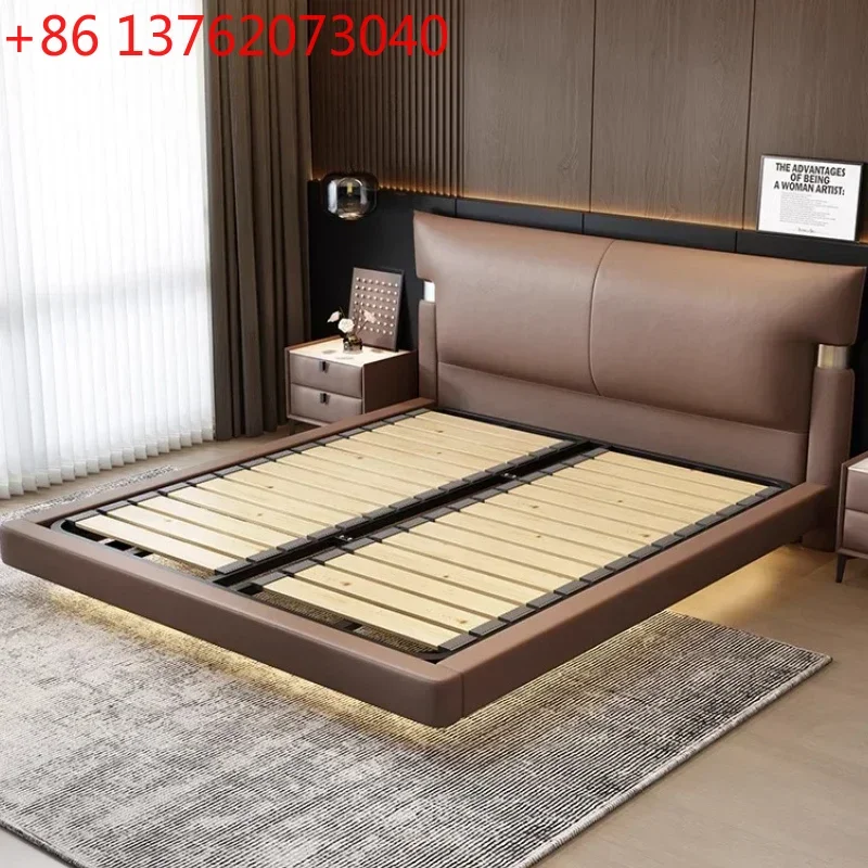

Levitation Leather Double Bed 2 People Full Size Bed Frame Queen Beds Bedroom Furniture Luxury 150x200 180x200 200x220cm