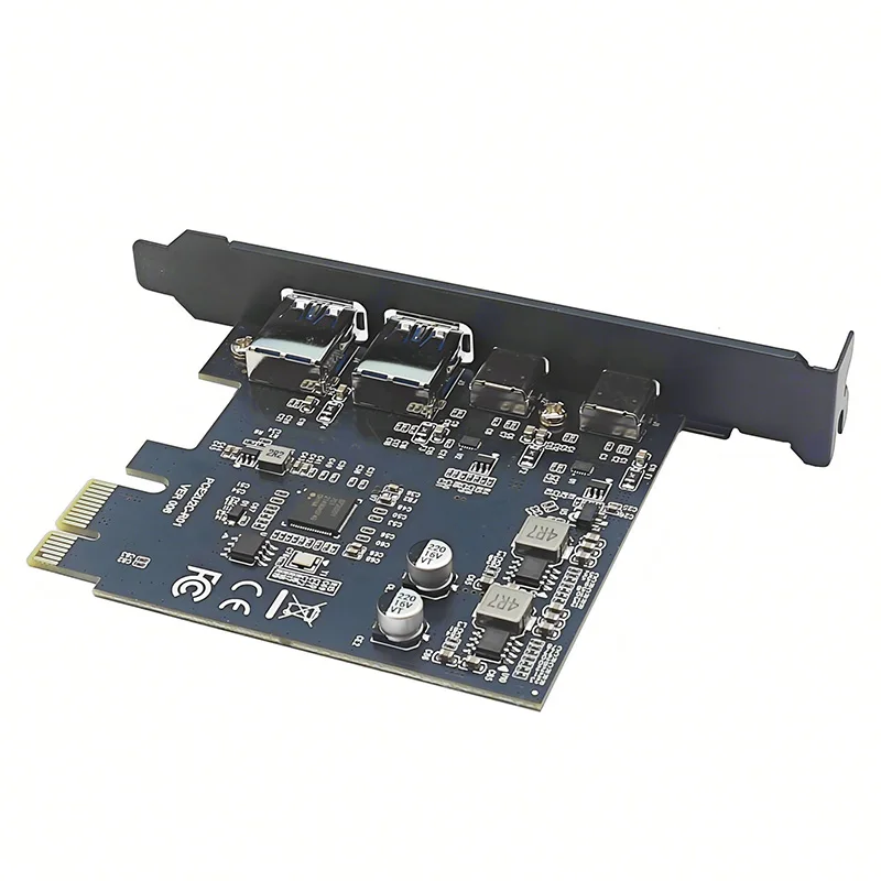 PCI Express X1 to 2 Port Type C + 2 Port USB3.2 Gen1 5Gbps Expansion Card Adapter D7020201 Chip PCIE USB Card PCIE-E USB 3.2 HUB