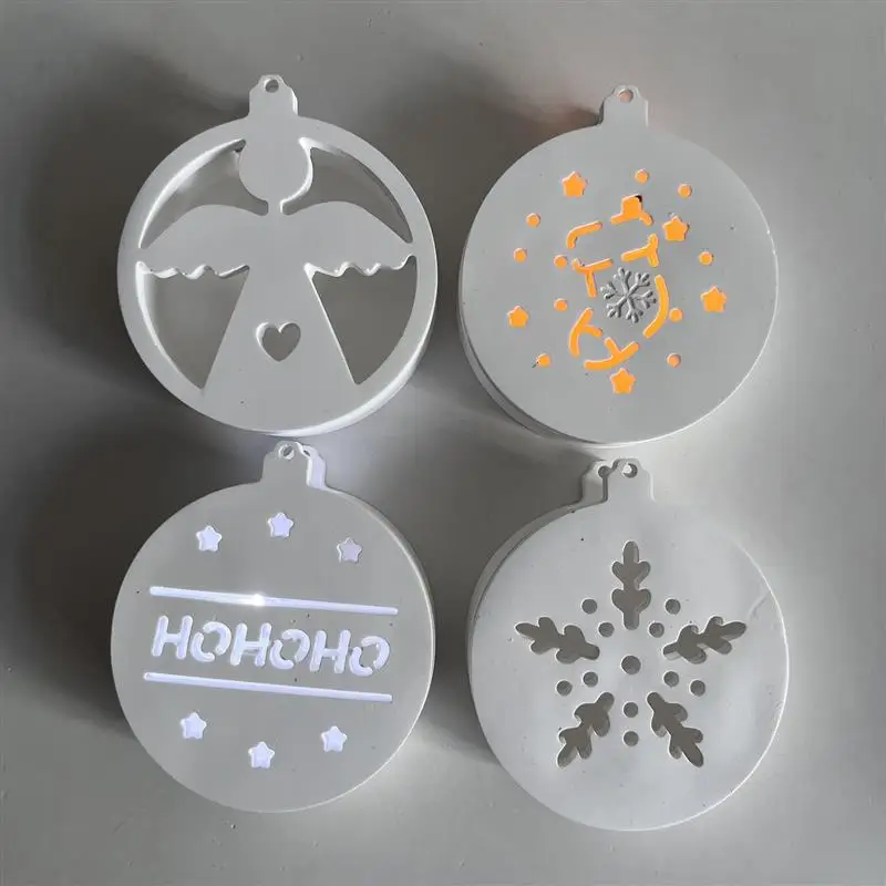 DIY Christmas Series Round Atmosphere Lamp Silicone Mold Splicing Light Box Hanging Star Elk Snowflake Light House Plaster Mold