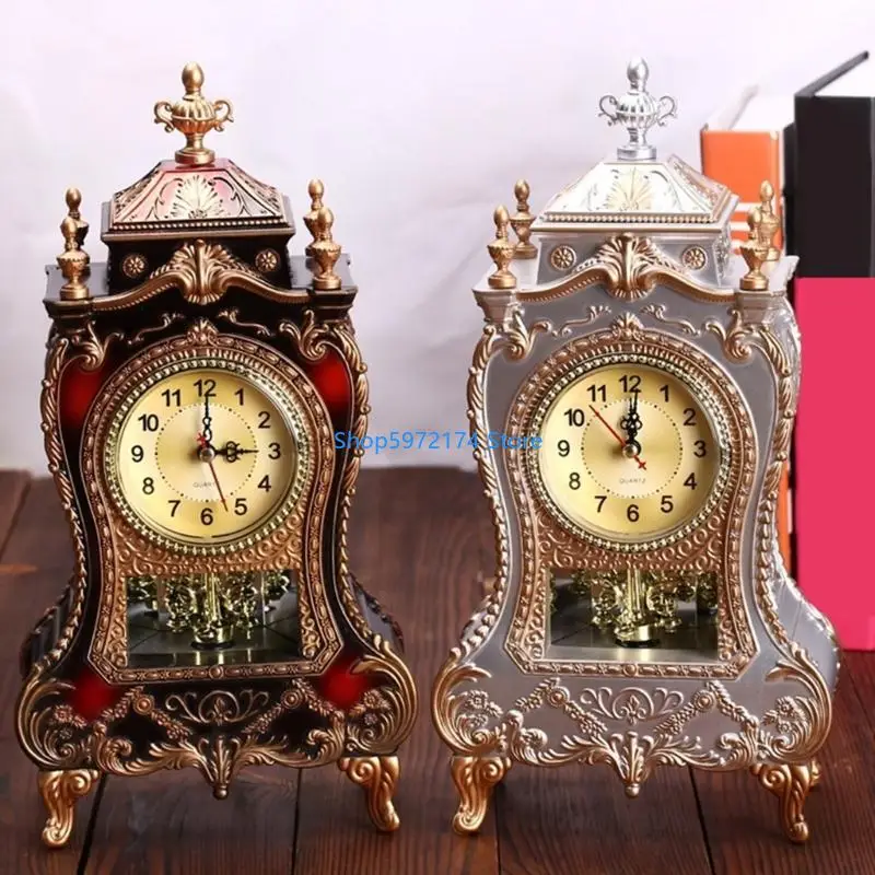 Y3NB Decorative European Vintage Mantels Clock Automatically Plays Unique Music Chimes On The Hour with Pendulum Decoration
