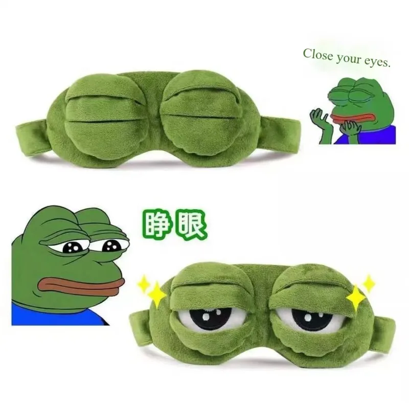 1 Pcs Funny Frog Eye Mask Breathable Sad Frog Eye Mask Plush Hair Hoop Expression Eye Mask Anime Sleeping Eye Mask