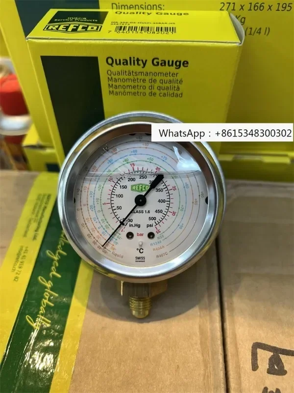 

Original REFCO oil gauge, air conditioning refrigeration unit, refrigerant pressure oil gauge, stainless steel vertical type