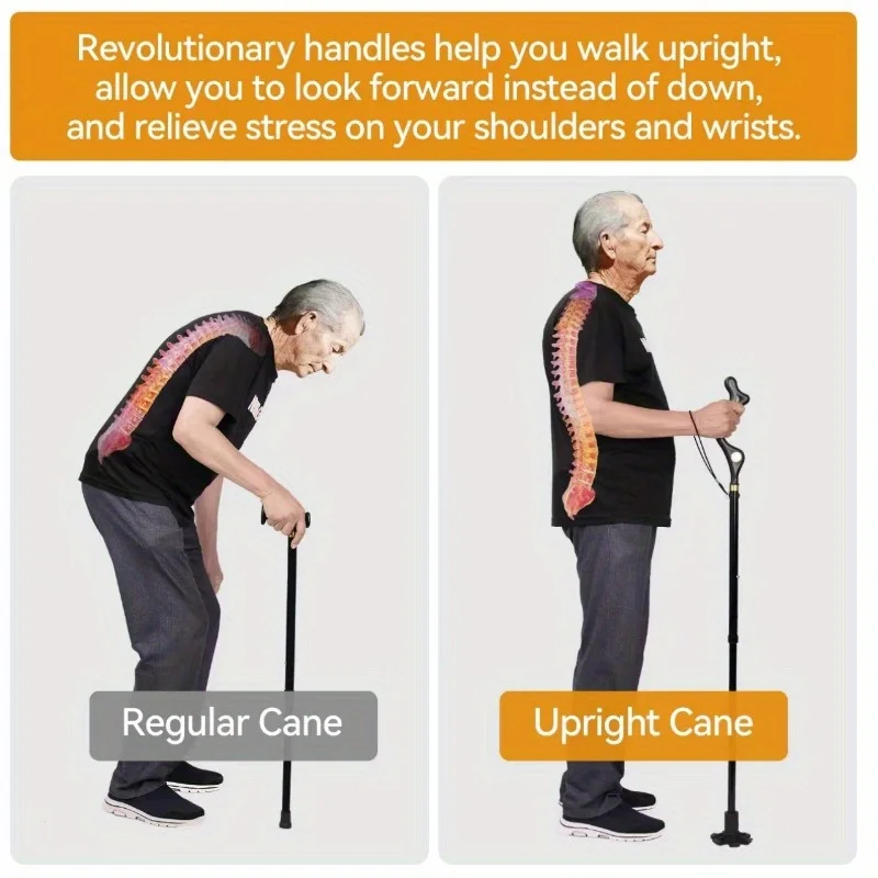 Bastón de escalada plegable de alta resistencia: ayuda para la movilidad ajustable, liviana y portátil para viajes/cirugía.