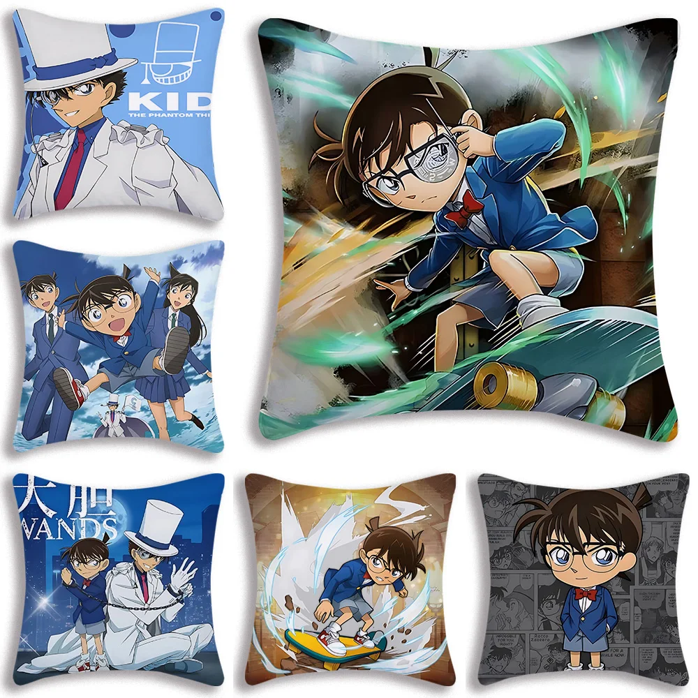 Strange Robber Kidd Conan Pillow Name Detective Conan Kudo Shinichi Grey Print Cushion Cover