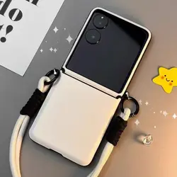 Korean Luxury Leather Handheld Short Rope Case for Samsung Galaxy Z Flip 6 5G Flip5 ZFlip6 Shockproof Cover