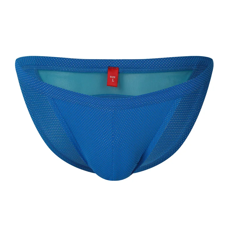 Men's Briefs High Cut Swimming Shorts Mesh Patchwork Underwear Low Waisted U Convex Pouch Lingerie Underpants Bikini Slip Homme