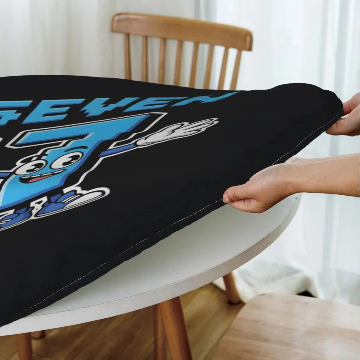 Colorful Number 67 Print Waterproof Round Tablecloth Oilproof Table Cloth for Kitchen Events Dining Table Cover