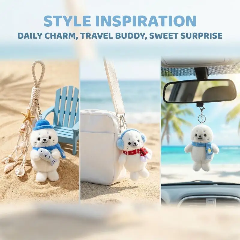 

Cartoon Plush Seal Animal Keychain Adorable Sea Lion Soft Doll Bag Pendant for Kids Birthday Gift