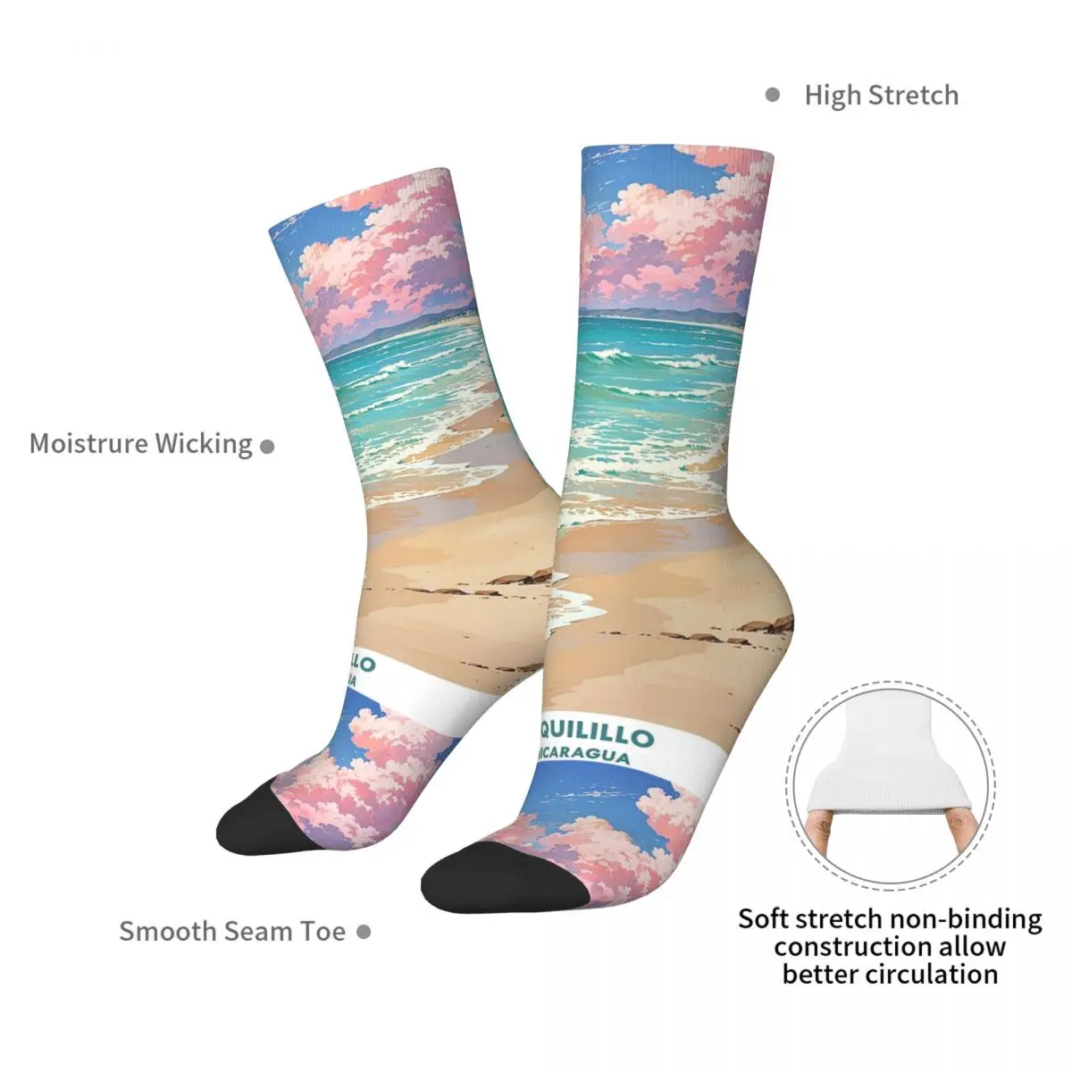 Jiquilillo, Nicaragua Socks Harajuku Super Soft Stockings All Season Long Socks Accessories for Man's Woman's Birthday Present