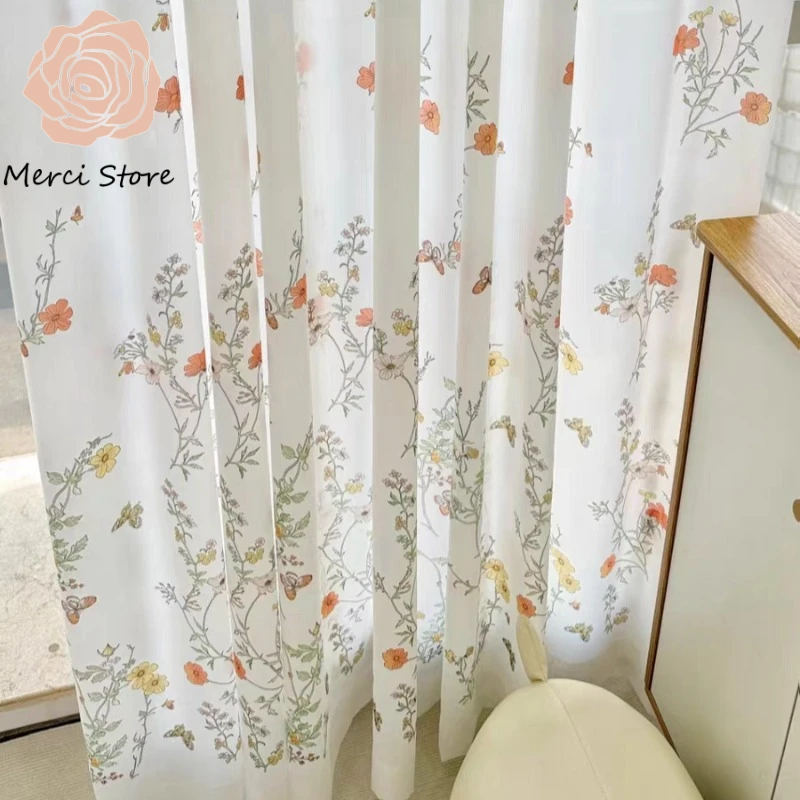 

Digital Print Transparent White Window Screen Finished Curtain for Bedroom Balcony Bathroom Floor To Ceiling Windows Ready Hang