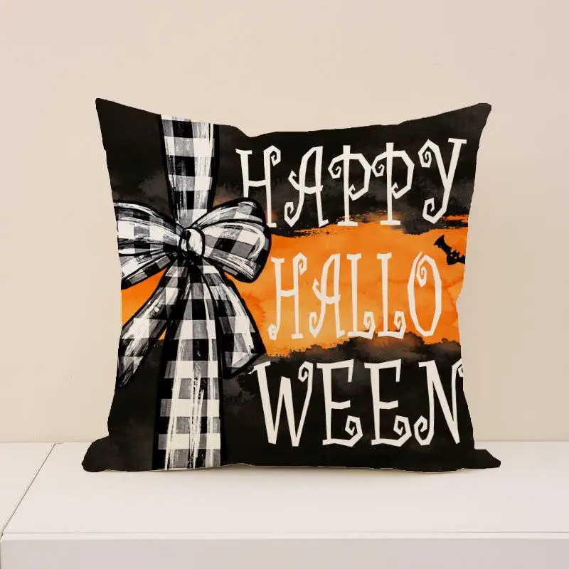 2 Stück Halloween Lustige Kissenbezüge für Zuhause, Feiertagsdekoration, Bedruckte Kissenhüllen, Trick-or-Treat Kissenbezüge 45x45cm – Detail 8