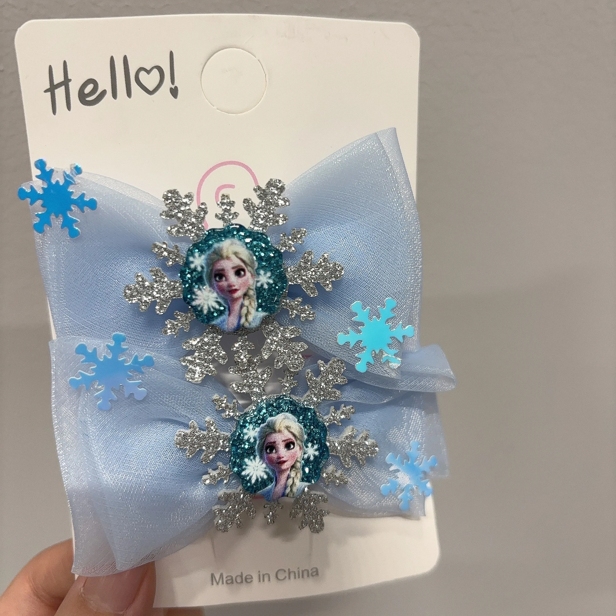 2pcs Ice and Snow Children's Hair Clip Ins Princess Wind Girl Hair Accessories Cute Elsa Princess Children's Pair Clip
